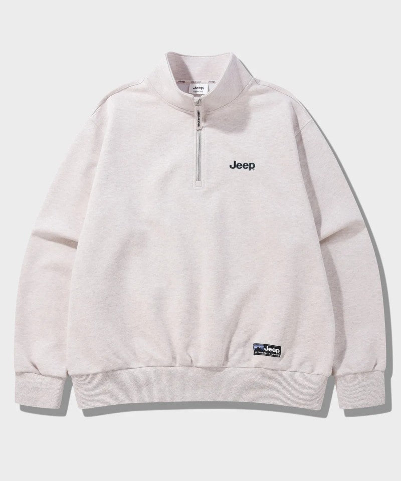 中性版【WE ARE】韓國JEEP 刺繡半拉鏈大學T JR5TSU838