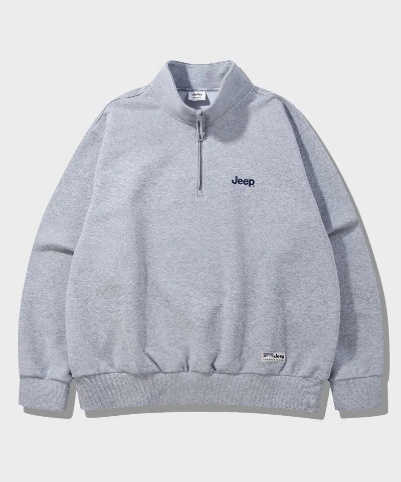 中性版【WE ARE】韓國JEEP 刺繡半拉鏈大學T JR5TSU838