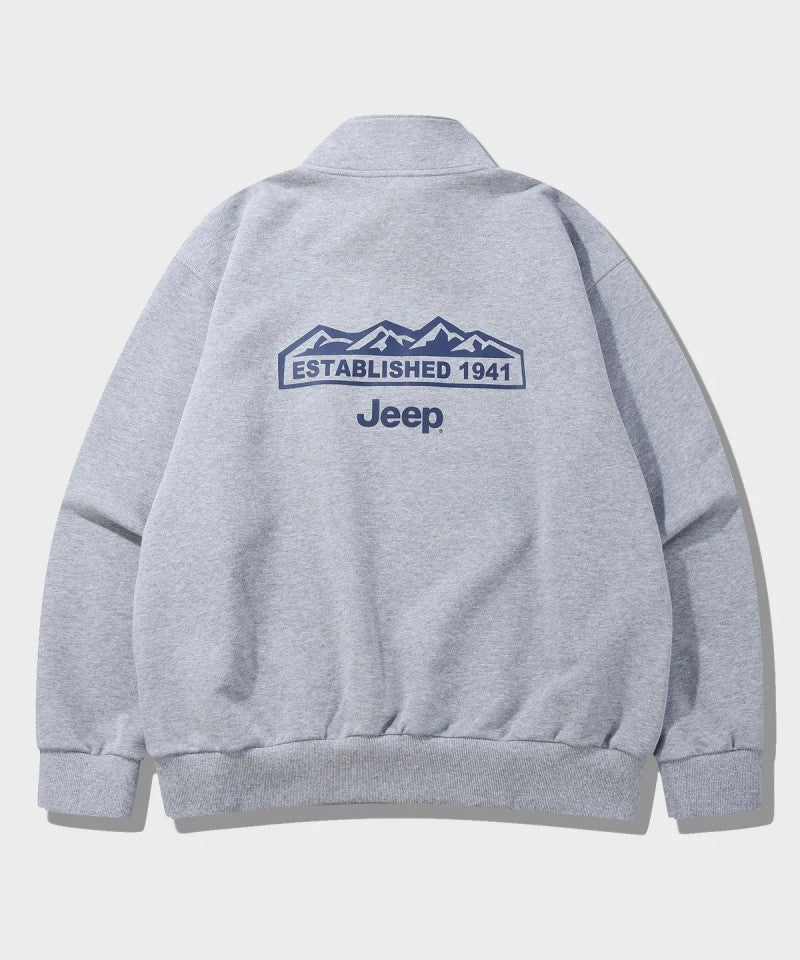 中性版【WE ARE】韓國JEEP 刺繡半拉鏈大學T JR5TSU838