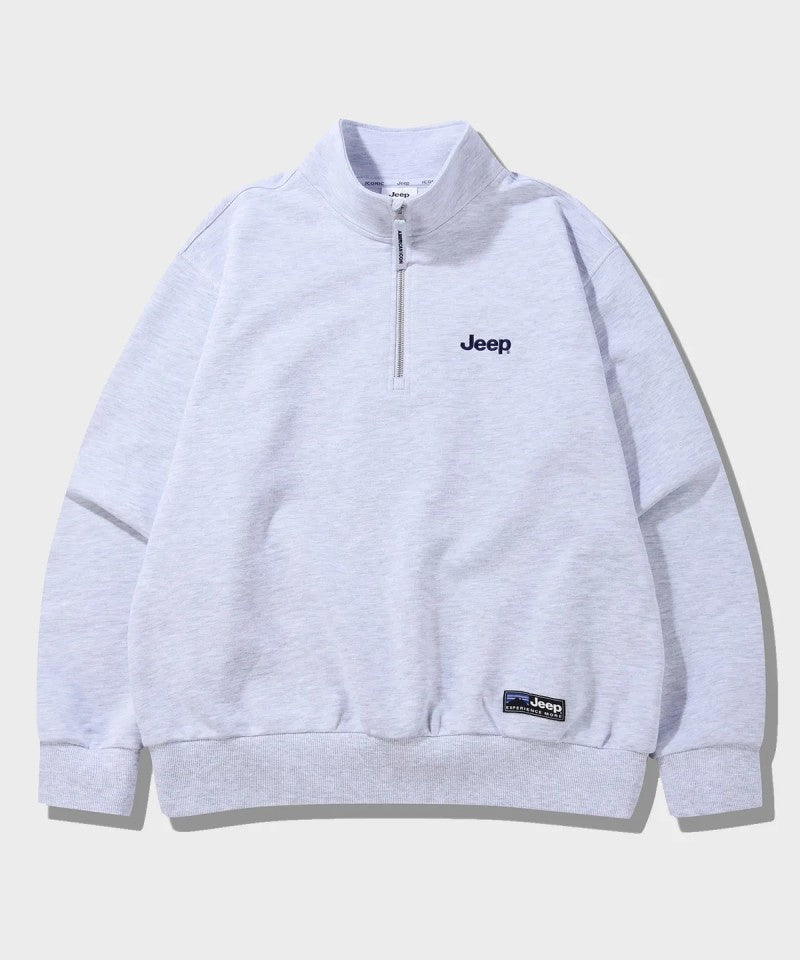 中性版【WE ARE】韓國JEEP 刺繡半拉鏈大學T JR5TSU838