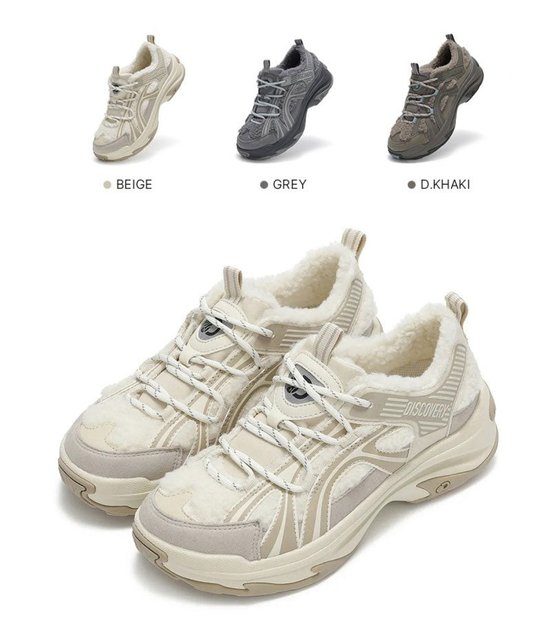 【WE ARE】韓國Discovery（正碼帶）側邊羊羔毛休閒運動鞋 DXSH6215N