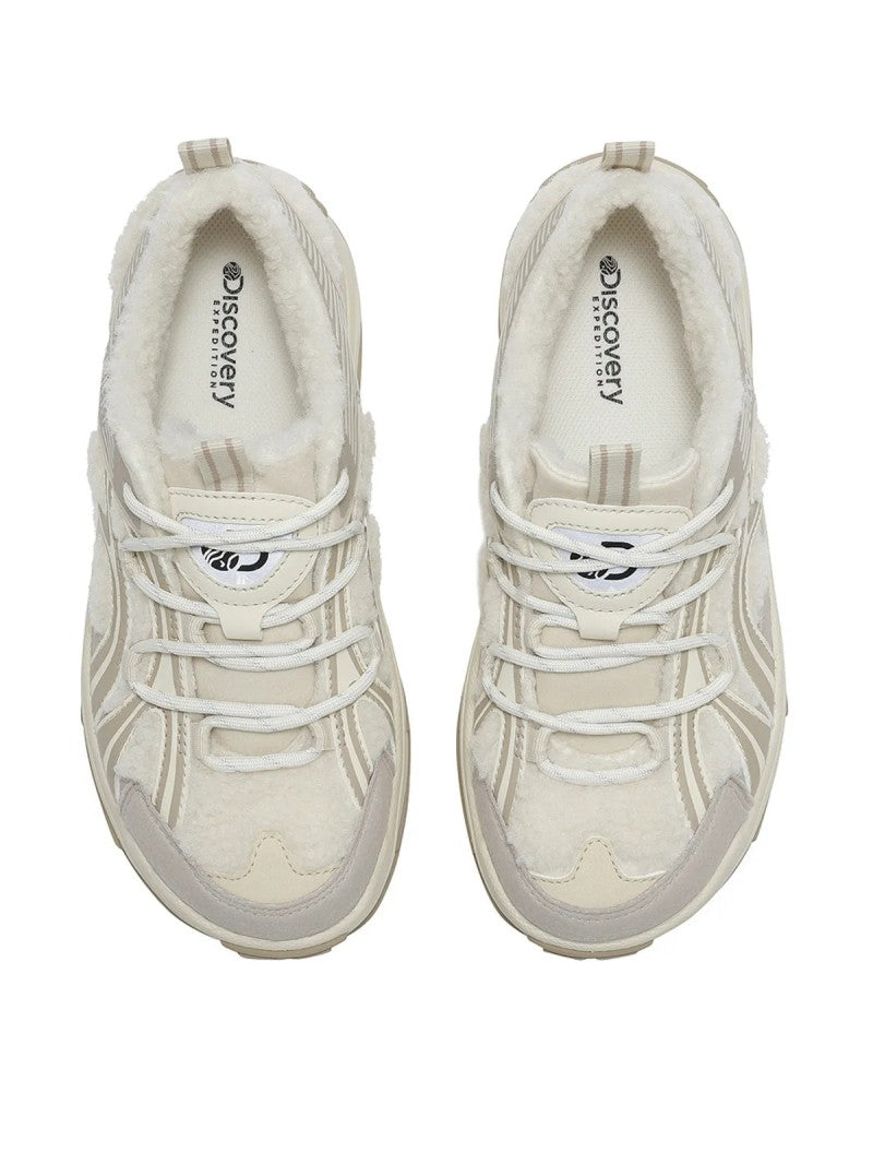 【WE ARE】韓國Discovery（正碼帶）側邊羊羔毛休閒運動鞋 DXSH6215N