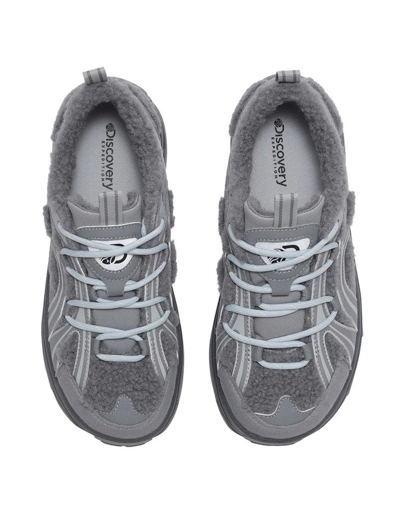 【WE ARE】韓國Discovery（正碼帶）側邊羊羔毛休閒運動鞋 DXSH6215N