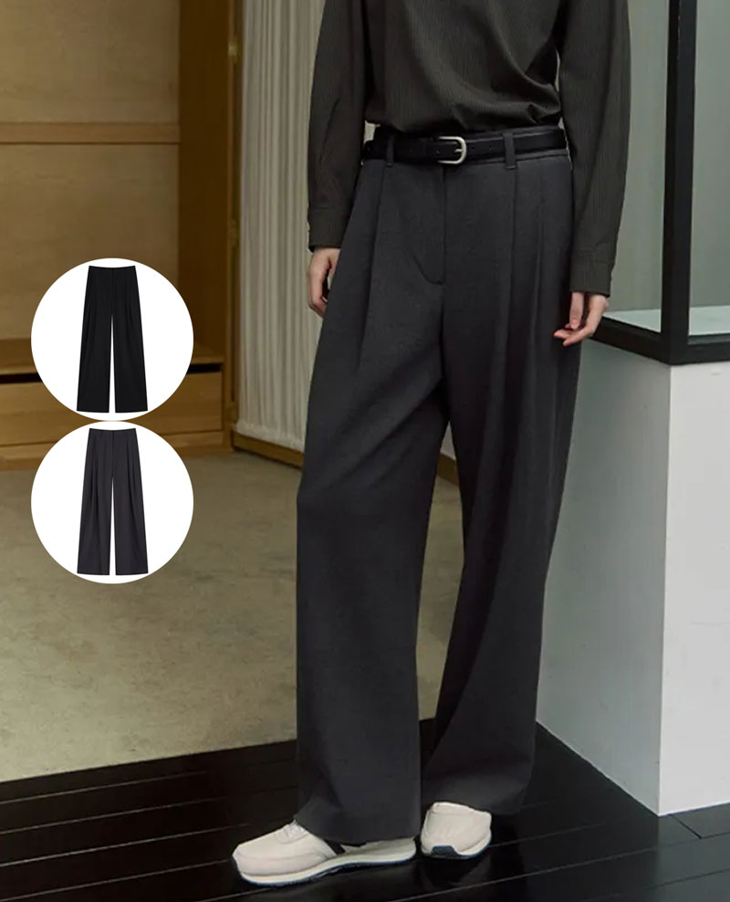 建議160以上【WE ARE】韓國LAP 微毛呢打褶西裝褲(秋冬款) AR4WPA63