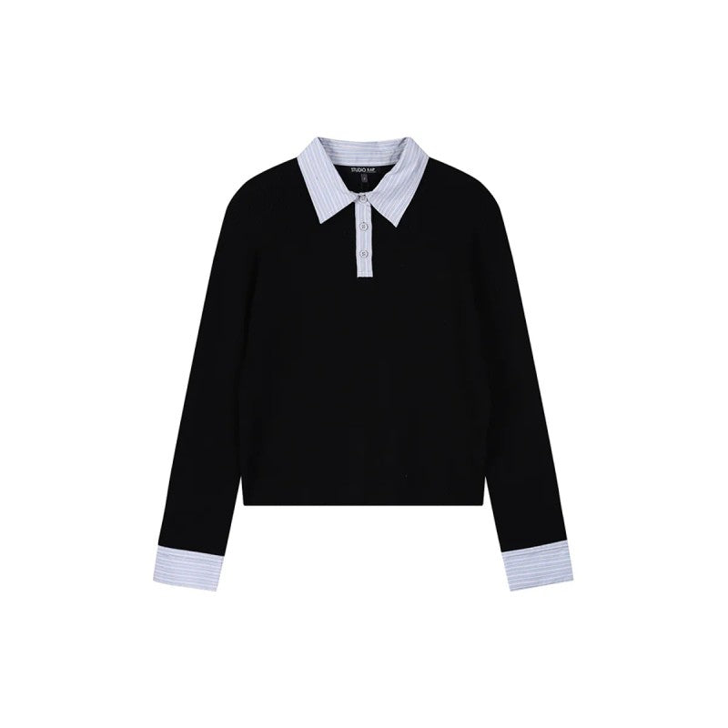 【WE ARE】韓國LAP假兩件螺紋針織衫AR4KHA71