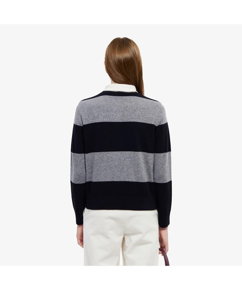 女款【WE ARE】韓國LACOSTE鱷魚橫紋羊毛上衣AF550E55N