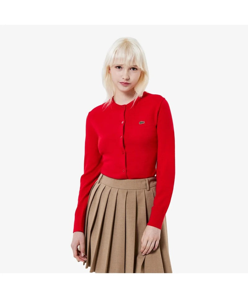 女款【WE ARE】韓國LACOSTE鱷魚針織羊毛開衫AF122E55N