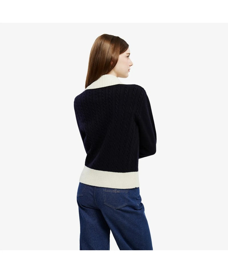 女款【WE ARE】韓國LACOSTE鱷魚針織翻領外套AF420E55N