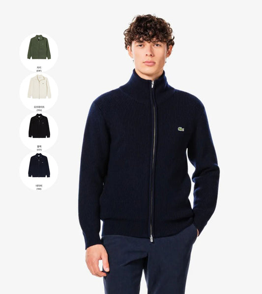 男款【WE ARE】韓國LACOSTE鱷魚拉鏈針織外套AH155E55N