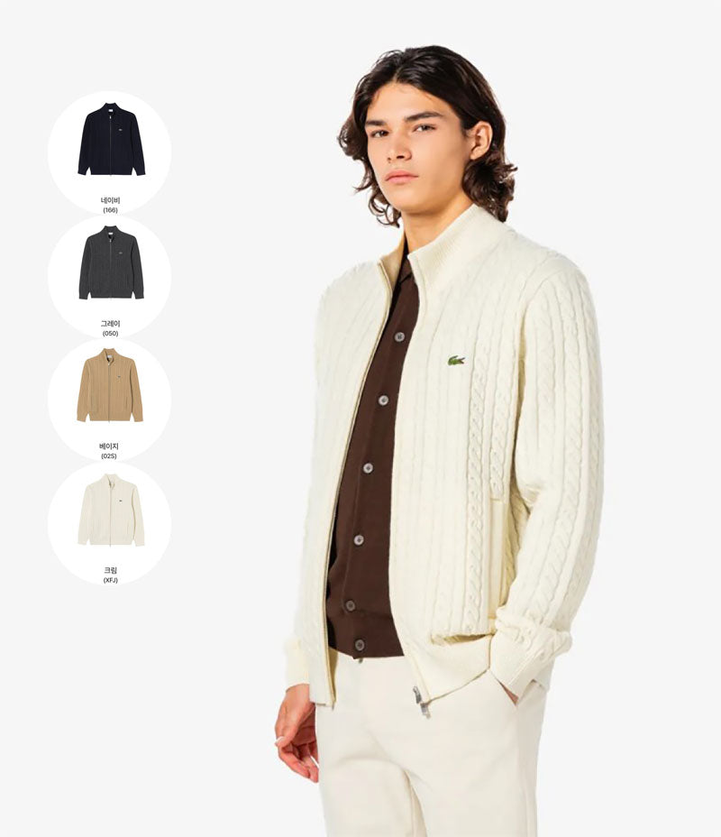 男款【WE ARE】韓國LACOSTE鱷魚針織拉鏈外套AH402E55N