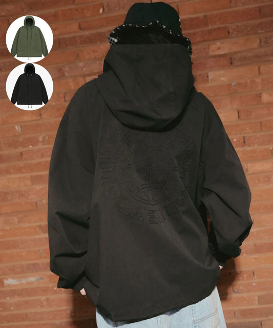 【WE ARE】韓國LMC中性款刺繡連帽風衣外套 0LM46SJK502