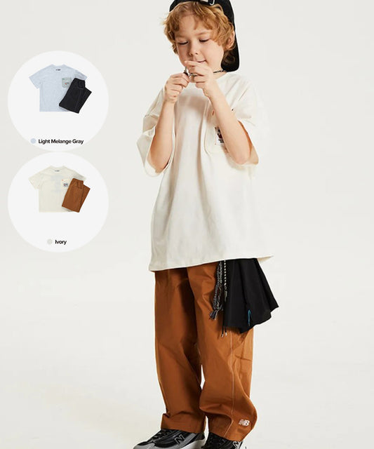 【WE ARE】韓國new balance kids休閒口袋短T+長褲套裝 NK9YG2401U