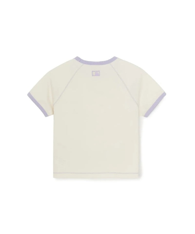 女童【WE ARE】韓國MLB KIDS滾邊撞色短袖+短褲裙套裝7FS1A0363