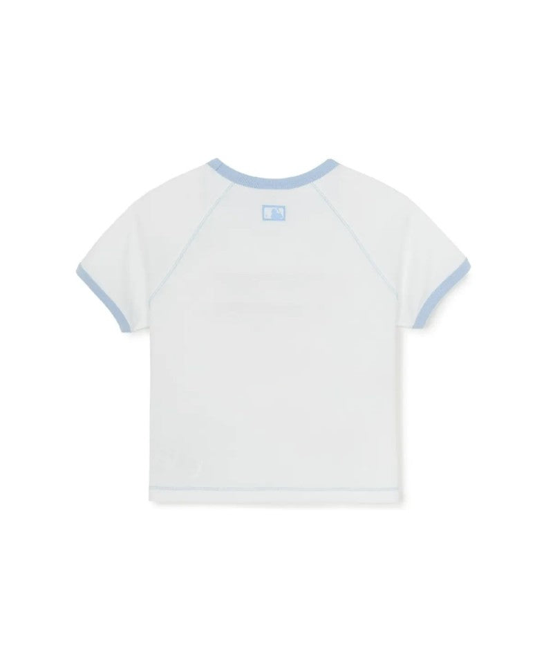 女童【WE ARE】韓國MLB KIDS滾邊撞色短袖+短褲裙套裝7FS1A0363