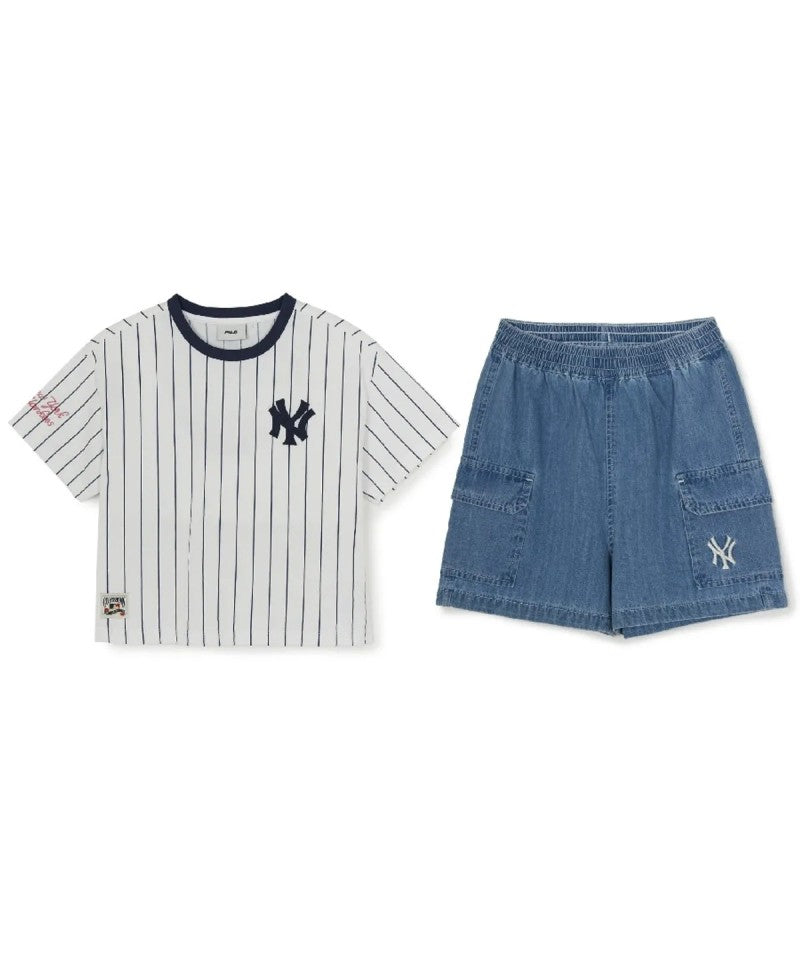女童裝【WE ARE】韓國MLB KIDS休閒短袖+短褲套裝7FS1B0363