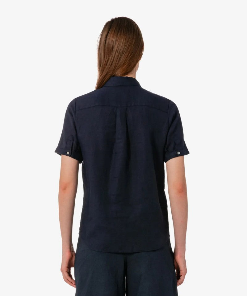 鱷魚折扣款 女款【WE ARE】韓國LACOSTE休閒棉麻短袖襯衫CF139E56G