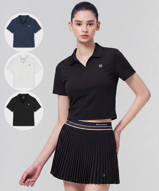 女款【WE ARE】韓國SERGIO TACCHINI 短版無釦翻領polo衫  TWPQ11164
