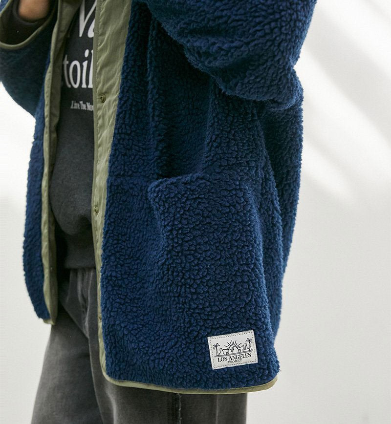 【WE ARE】韓國LAP羔毛立領拼色外套AR4WZA60