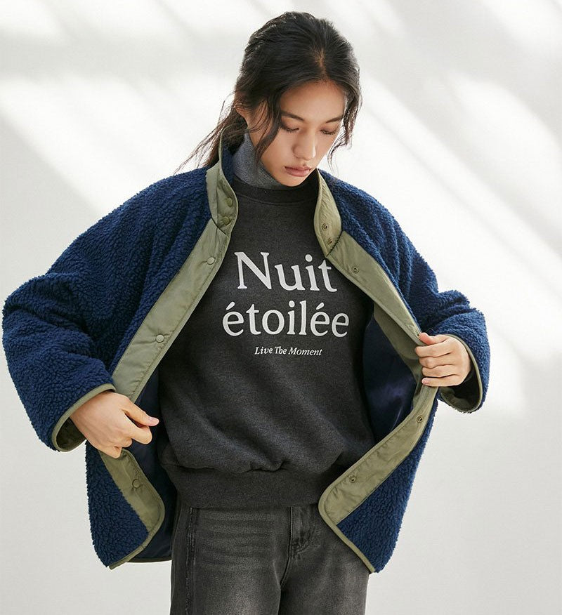 【WE ARE】韓國LAP羔毛立領拼色外套AR4WZA60