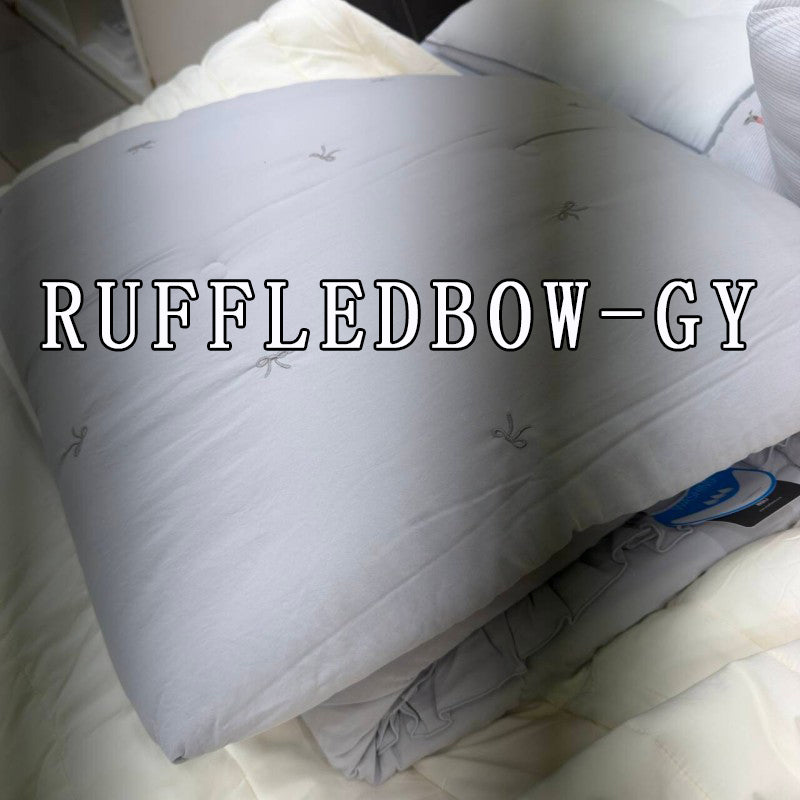 9/4收單 【WE ARE】韓國製刺繡小蝴蝶結荷葉邊四季被RuffledBow