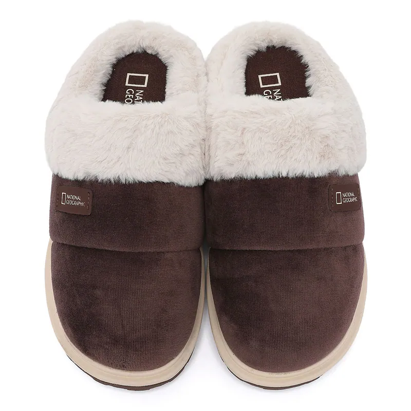 【WE ARE】韓國國家地理（大半碼帶）布標logo 珊瑚絨拖鞋 N254UWT052