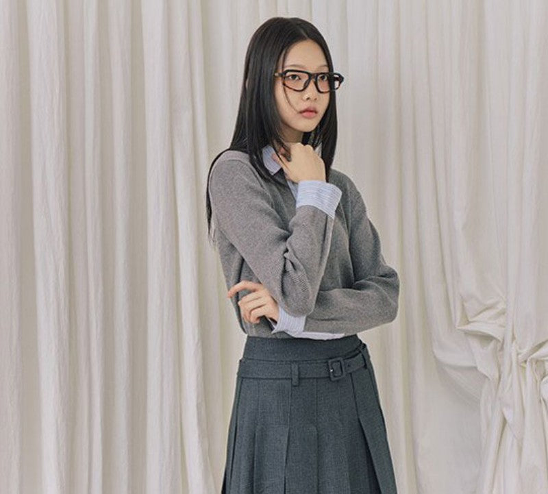 【WE ARE】韓國LAP假兩件螺紋針織衫AR4KHA71