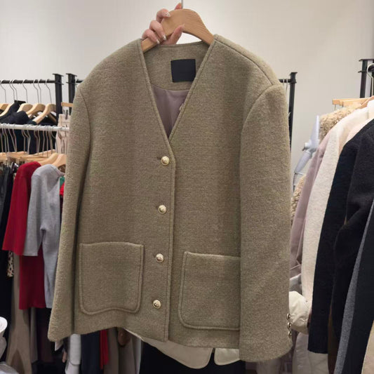 大茜選品【WE ARE】韓國東大門TD V領 86%羊毛西外 SA24FWJK007