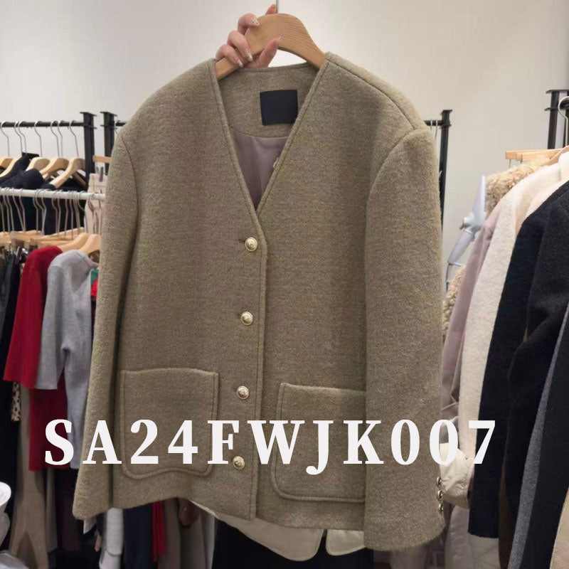 大茜選品【WE ARE】韓國東大門TD V領 86%羊毛西外 SA24FWJK007