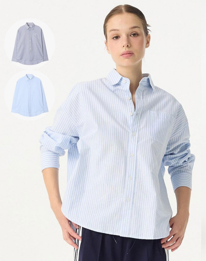 黑五限時折扣【WE ARE】韓國DONTBELATE條紋長袖襯衫20251101-12