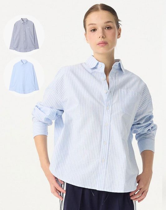 黑五限時折扣【WE ARE】韓國DONTBELATE條紋長袖襯衫20251101-12