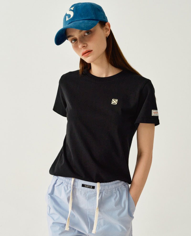 【WE ARE】Korea Satur classic small logo short-sleeved T-shirt SA252WTS06/SA252MTS06