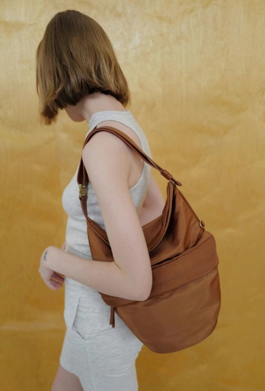 【WE ARE】Korea Archivepke purchasing new nylon large pocket bag shoulder crossbody bag OVBAX24103