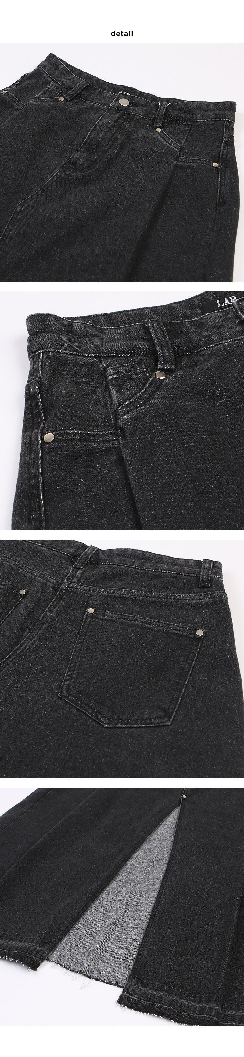 【WE ARE】韓國LAP 前開衩抽鬚傘擺牛仔裙  AQ4DSA61