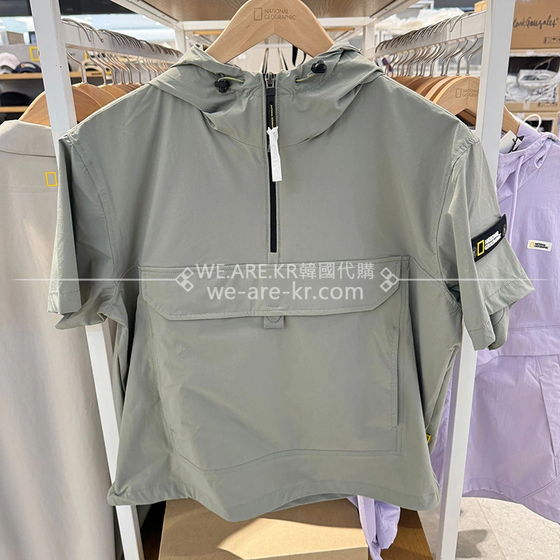 【WE ARE】Korea NG National Geographic new versatile casual hooded short-sleeved T-shirt (6 colors included) N242UFT141