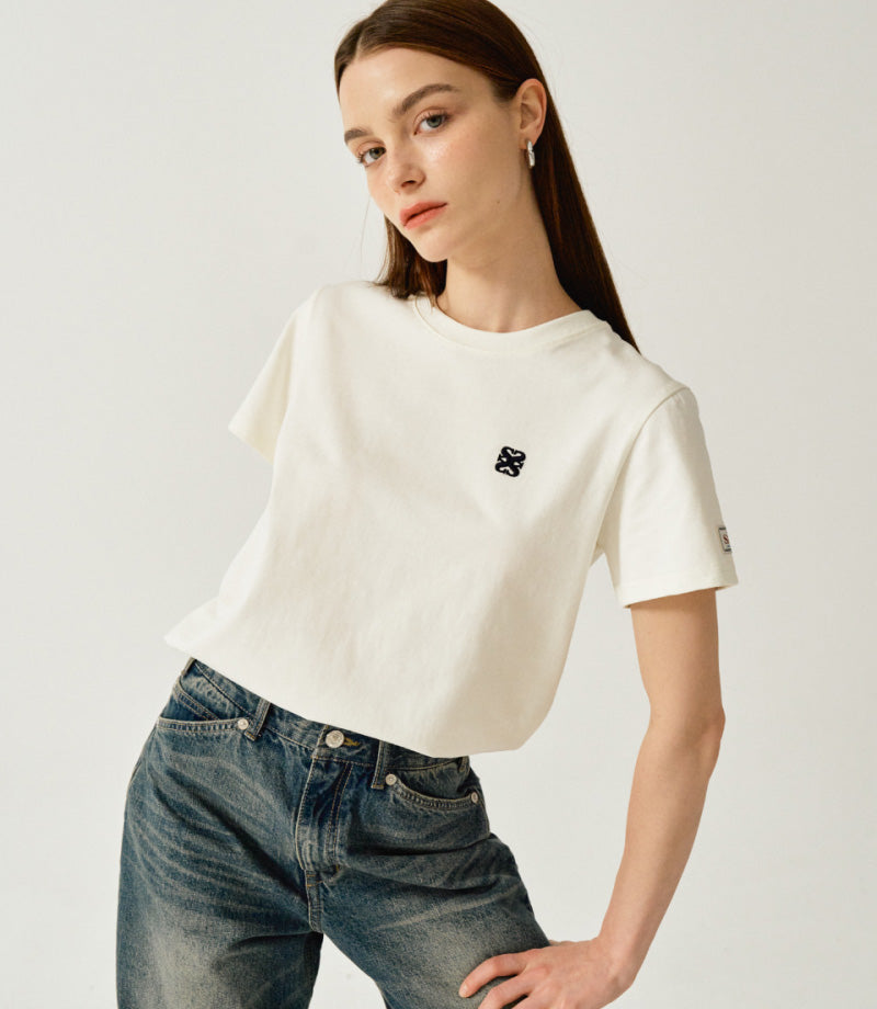 【WE ARE】Korea Satur classic small logo short-sleeved T-shirt SA252WTS06/SA252MTS06