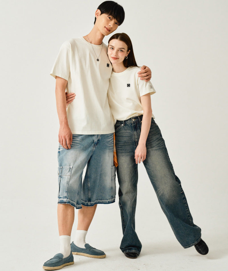 【WE ARE】Korea Satur classic small logo short-sleeved T-shirt SA252WTS06/SA252MTS06