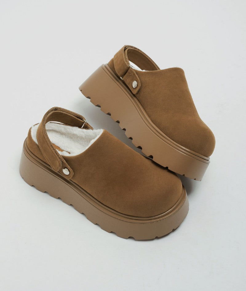 【WE ARE】韓國CHAAKAN 絨毛馬丁麂皮厚底拖 WTSDR4H174