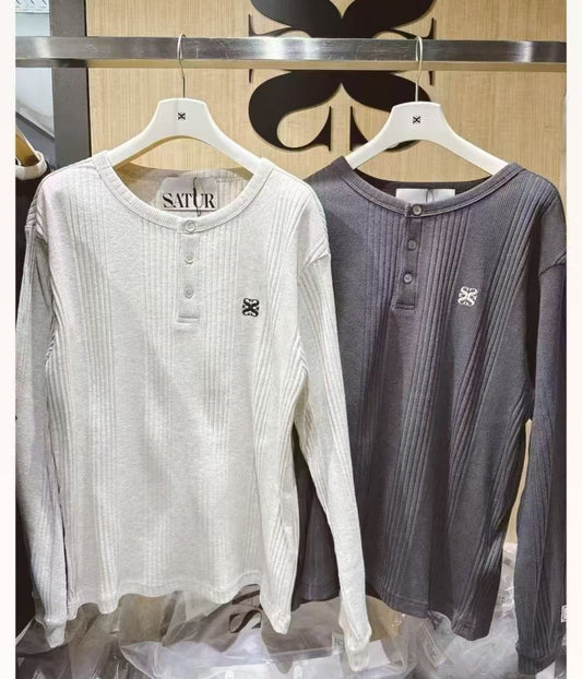 Men's【WE ARE】Korea Satur Henley Collar Top SA251MLS04