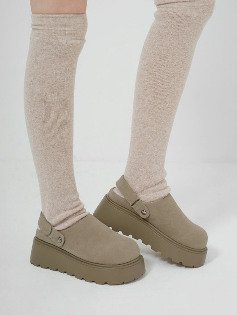 【WE ARE】韓國CHAAKAN 絨毛馬丁麂皮厚底拖 WTSDR4H174