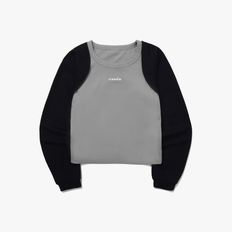 女款【WE ARE】韓國Diadora休閒異材質拼色長袖T恤D5322LFS33