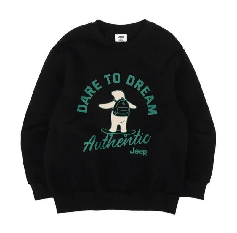 兒童款【WE ARE】韓國JEEP膠印北極熊刷毛大學Ｔ上衣KQ4TSU881