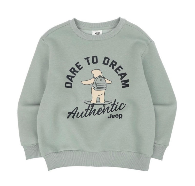 兒童款【WE ARE】韓國JEEP膠印北極熊刷毛大學Ｔ上衣KQ4TSU881