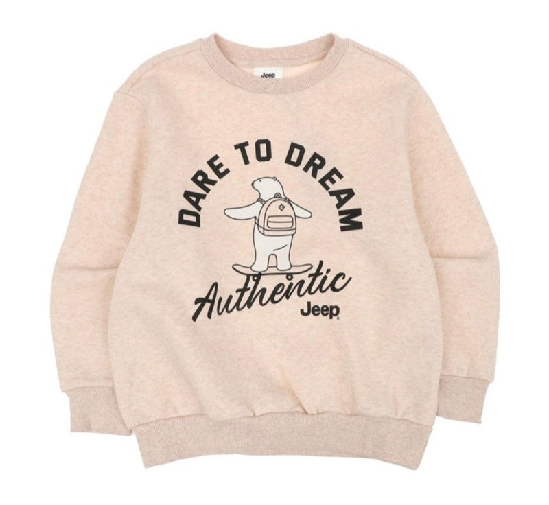 兒童款【WE ARE】韓國JEEP膠印北極熊刷毛大學Ｔ上衣KQ4TSU881