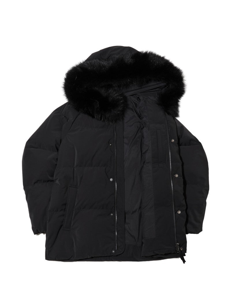 女款【WE ARE】韓國EIDER 毛毛領連帽中長款鵝絨羽絨外套 DWW26558