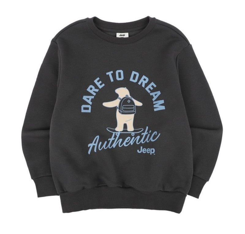 兒童款【WE ARE】韓國JEEP膠印北極熊刷毛大學Ｔ上衣KQ4TSU881