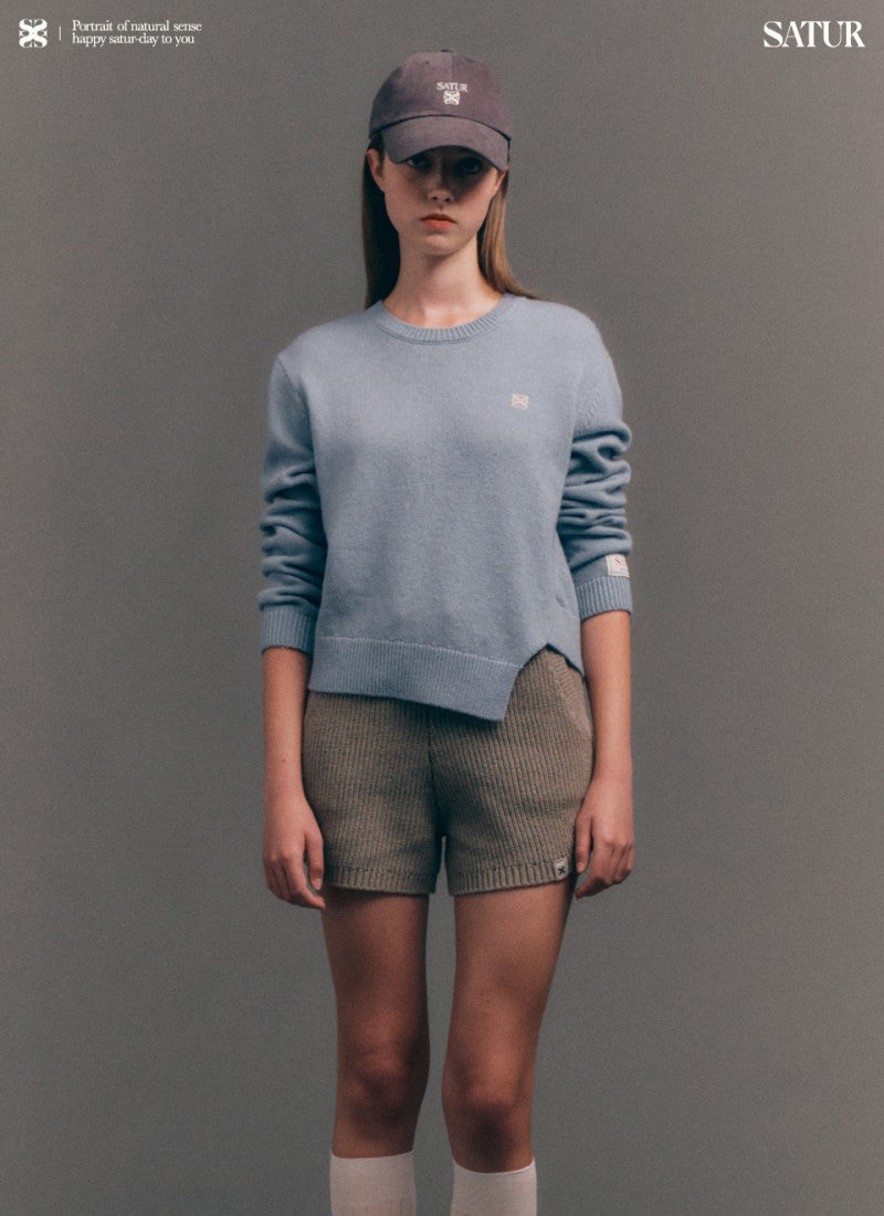 男女同款【WE ARE】韓國Satur休閒不規則針織毛衣SA243UKT38