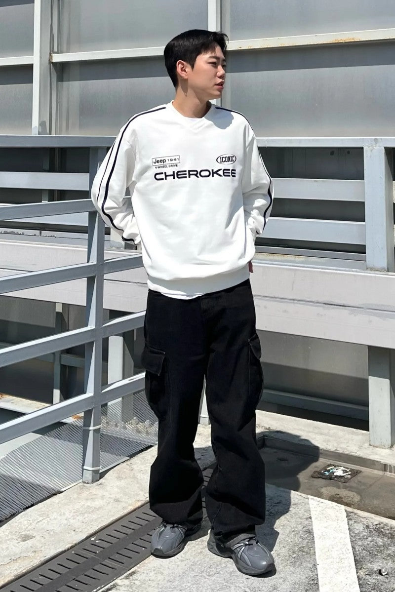 【WE ARE】韓國JEEP圓領大學T衛衣JP5TSU827