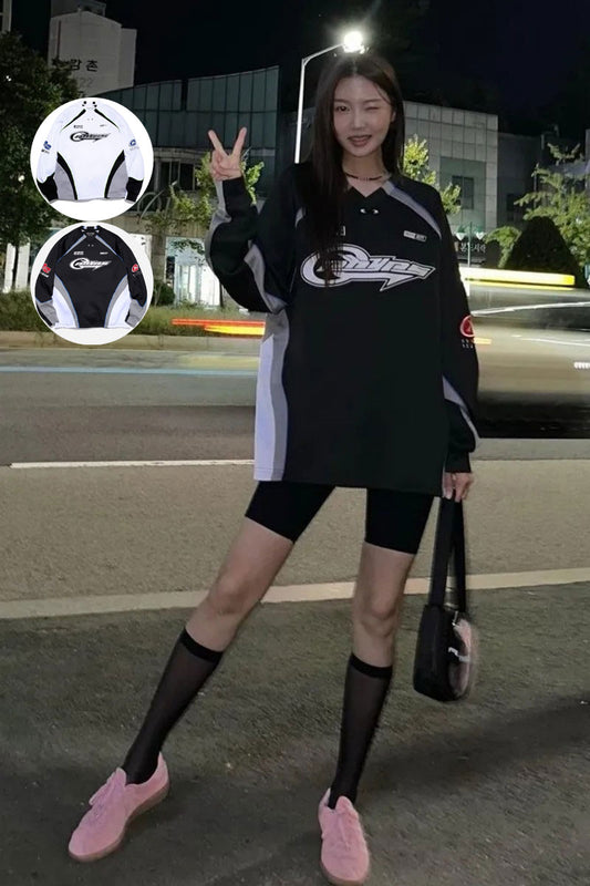 限時折扣【WE ARE】韓國PHYPS休閒V領大學T衛衣PD08LS0001