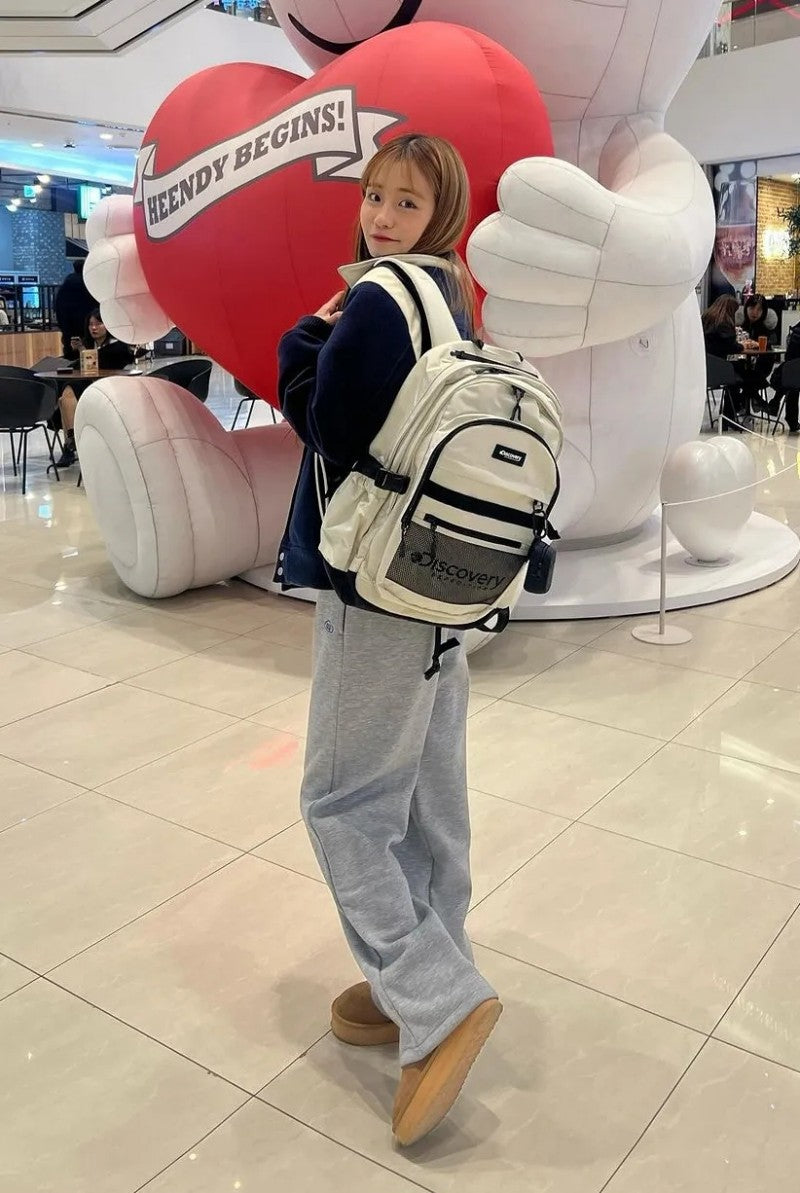 【WE ARE】Korea purchasing Discovery mesh backpack with small charm bag DXBK0024N
