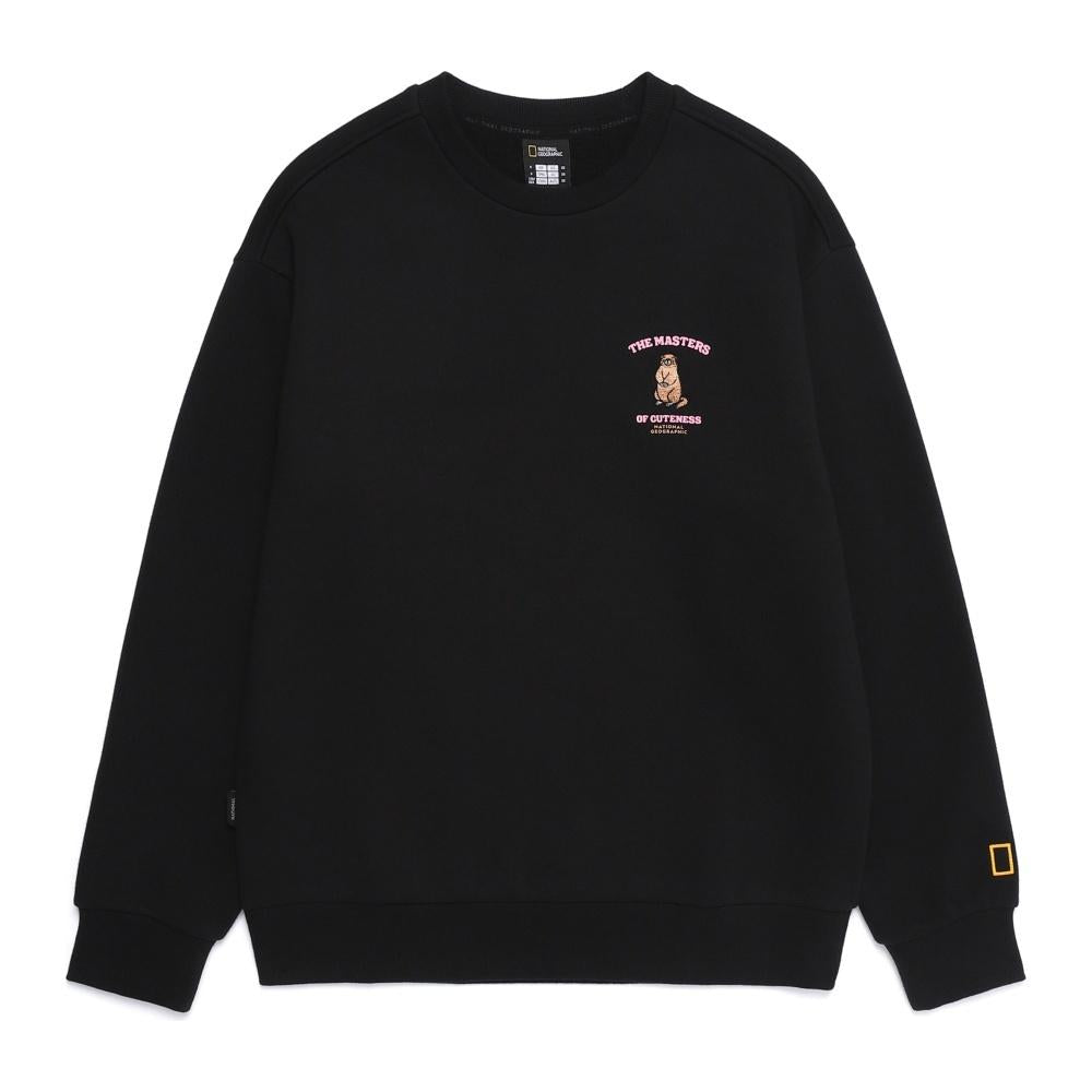 【現貨】【WE ARE】韓國國家地理土撥鼠加絨圓領大學T N254USW030